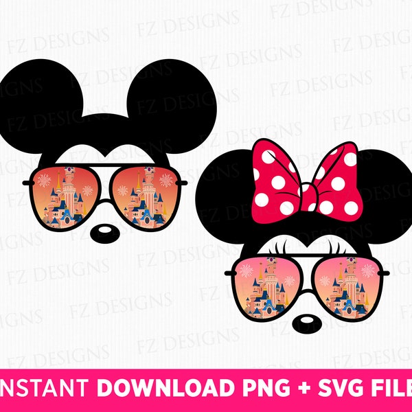 Bundle Mouse Couple with Glasses Svg, Family Vacation Svg, Magical Kingdom 2023 Svg, Mouse Ear and Glasses Svg, Png Files For Sublimation