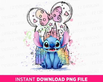 Watercolor Cartoon Character PNG, Mouse Ears Castle, Vacay Mode (PNG File)