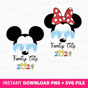 Bundle Family Trip 2024 Svg, Magical Kingdom Svg, 2024 Family Vacation Svg, Mouse Ear and Glasses Svg, Vacay Mode, Png Svg Files For Print