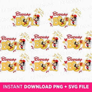 Birthday Bundle Svg, Birthday Boy Svg, Funny Mouse Birthday Svg, Family Birthday Svg, Cartoon Character Svg, Png Svg Files For Sublimation