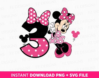 3. Geburtstag der Maus SVG, PNG-Dateien (Instant Download)