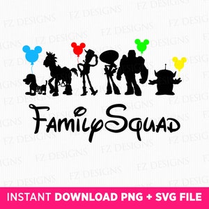 Toy Friends Svg, Family Squad Svg, Family Trip Svg, Family Vacation Svg, Mouse Ear Balloons Svg, Vacay Mode, Png Svg Files For Print
