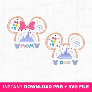 Birthday Mom Svg, Birthday Dad Svg, Magical Kingdom Svg, Family Birthday Svg, Balloons and Stars Svg, Png Svg Files, Instant Download