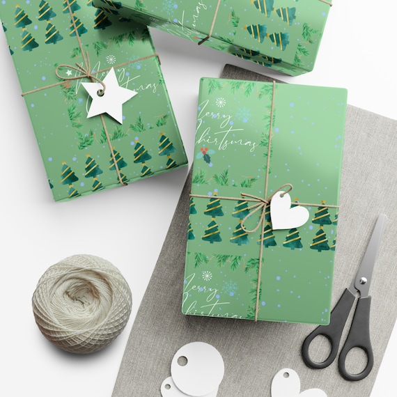 Christmas Wrapping Paper Green Satin/matte 