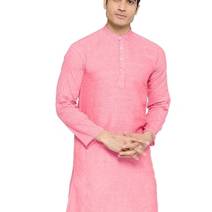 Solid handloom weave cotton man kurta gents mandarin collar & stylish full sleeves Kurta Ethnic Kurta Wedding Wear Outfits For Men