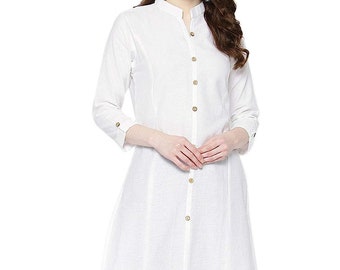 Dam Enfärgad bomullskurti Flera färger Kurti-topp i ren bomull, tunikor, handgjord enfärgad topp, designer-kurti-kurta, elegant rak kurta