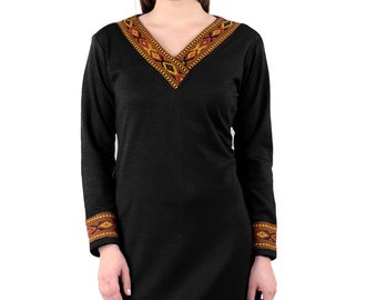 Women's Wool Kullu Patti Kurti Pure Wool Kurti top tunics handmade Embroidery top designer Kurti kurta Elegant Straight Kurta