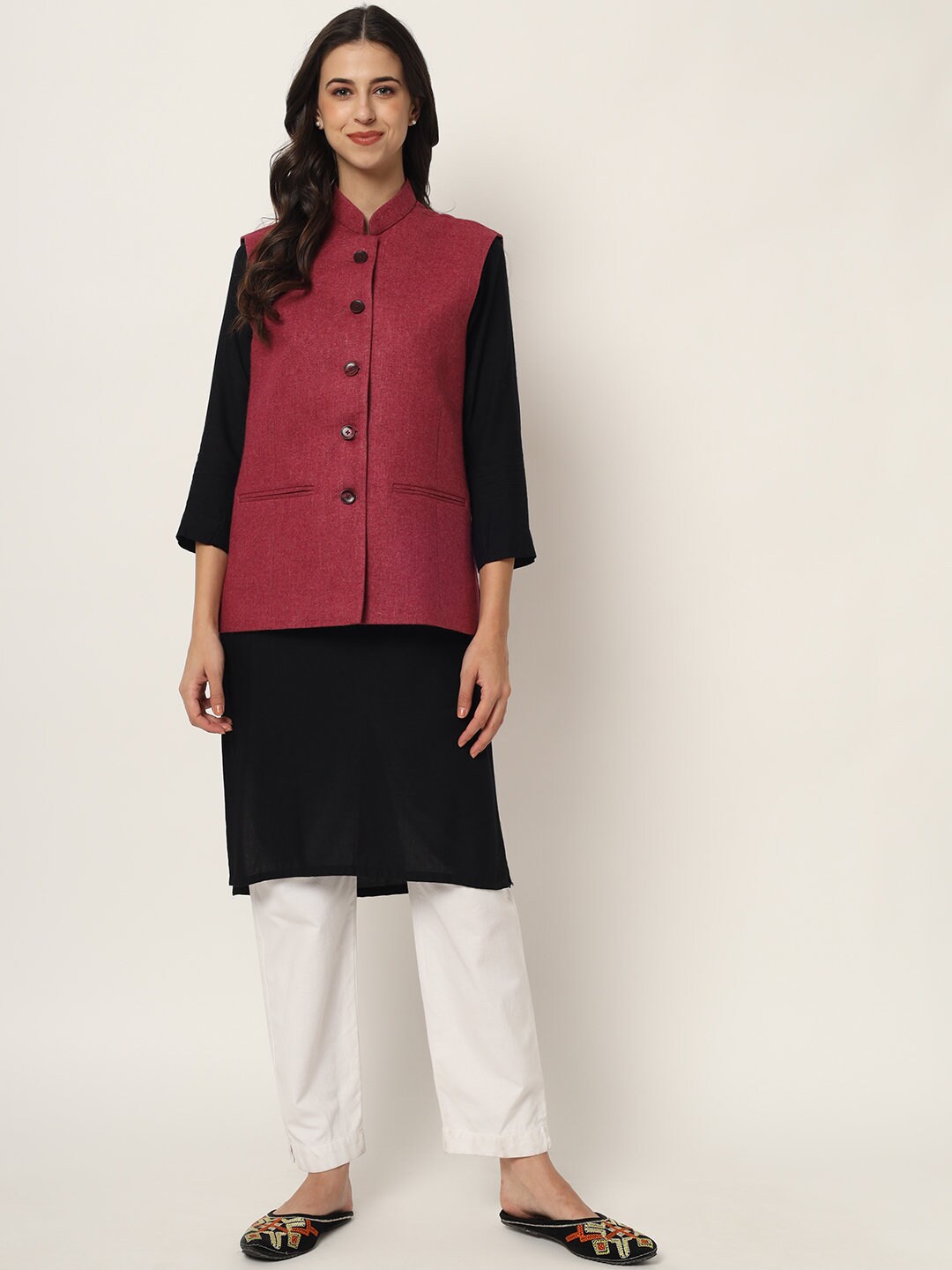 Women's Pure Wool Indian Traditional Nehru Jacket Modi Jacket for ...