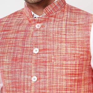Men's Pure Cotton Indian Traditional Nehru Jacket Textured Pattern Modi Jacket for Wedding Waistcoat Ethnic Jacket Modi Nehru Jacket image 4