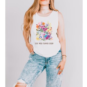 Boho Floral Tank Top, Nature Lover Gift, Gift for Gardener, Cottagecore, Wildflower, Aesthetic