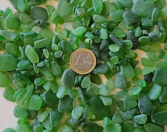 Green Genuine Sea Glass, Spanish Beach Pebbles, Craft Supplies