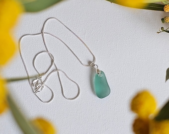 Collar de plata de ley con cristales de mar, joyería de playa, cadena de 50 cm