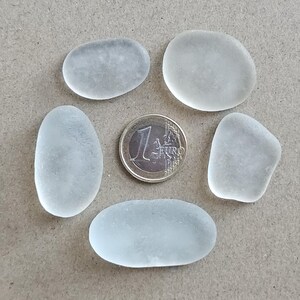 5 grands morceaux de verre de mer blanc dépoli, véritable verre de plage vieilli dans l&#39;océan, parfait pour la fabrication de bijoux, l&#39;artisanat, l&#39;art et la collection 2,5-4,5 cm