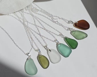 Sea Glass Halskette - Sterling Silber, Ocean getrommelt Strand Anhänger