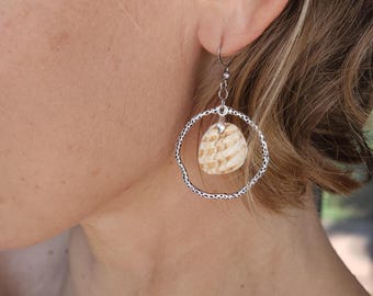 Seashell Hoop Earrings, Stainless Steel, Ocean Jewelry