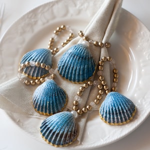 Set di 6 portatovaglioli a forma di conchiglia ispirati al mare naturale realizzati a mano con un tocco rustico, decorazioni per la casa uniche, porta tovaglioli per tutte le occasioni