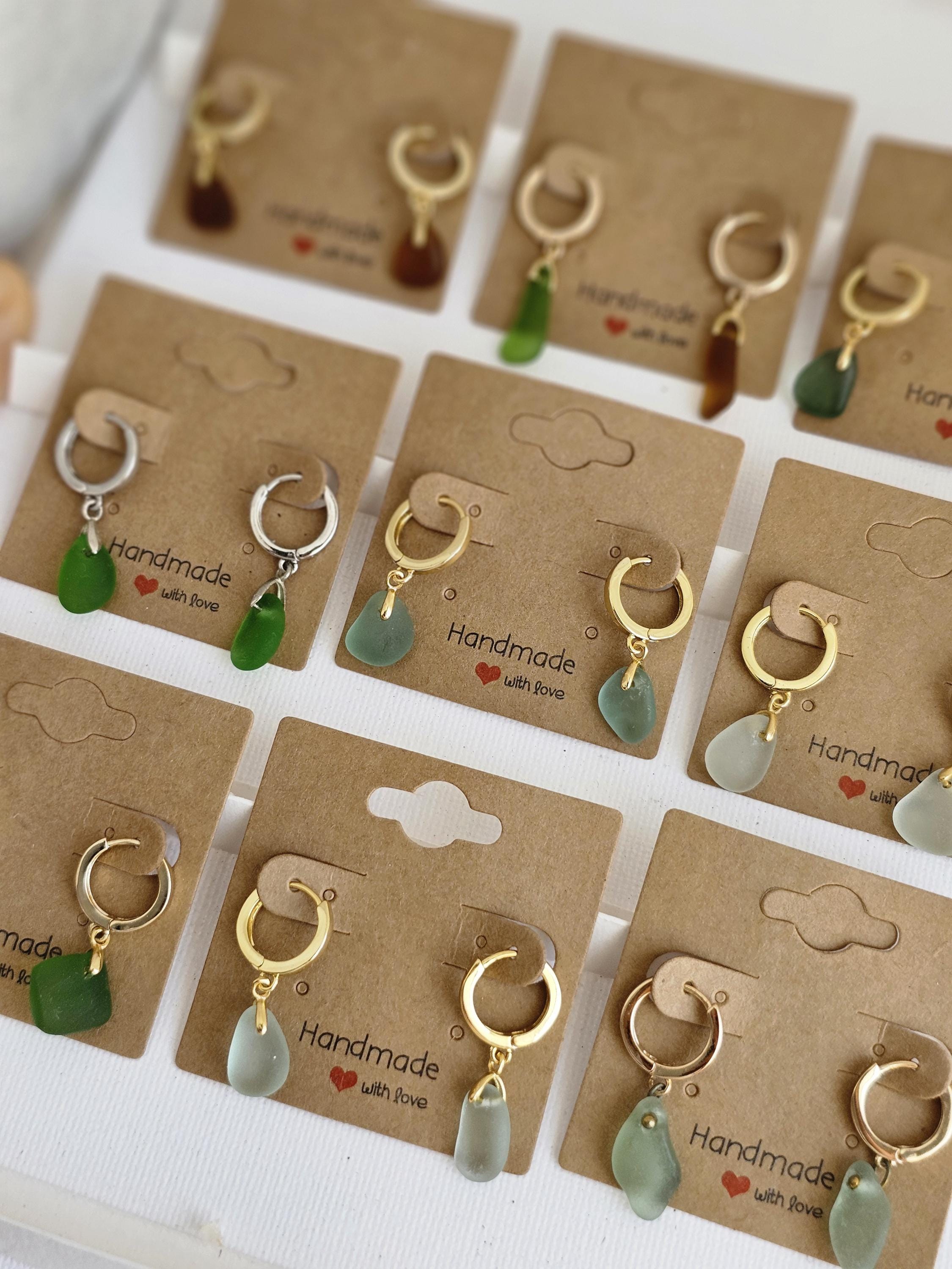 Handmade Sea Glass Earrings – Gold Hoop Earrings with Real Beach Glass – Coastal Jewelry – Ocean Inspired Gift – Boho Beach Accessories
