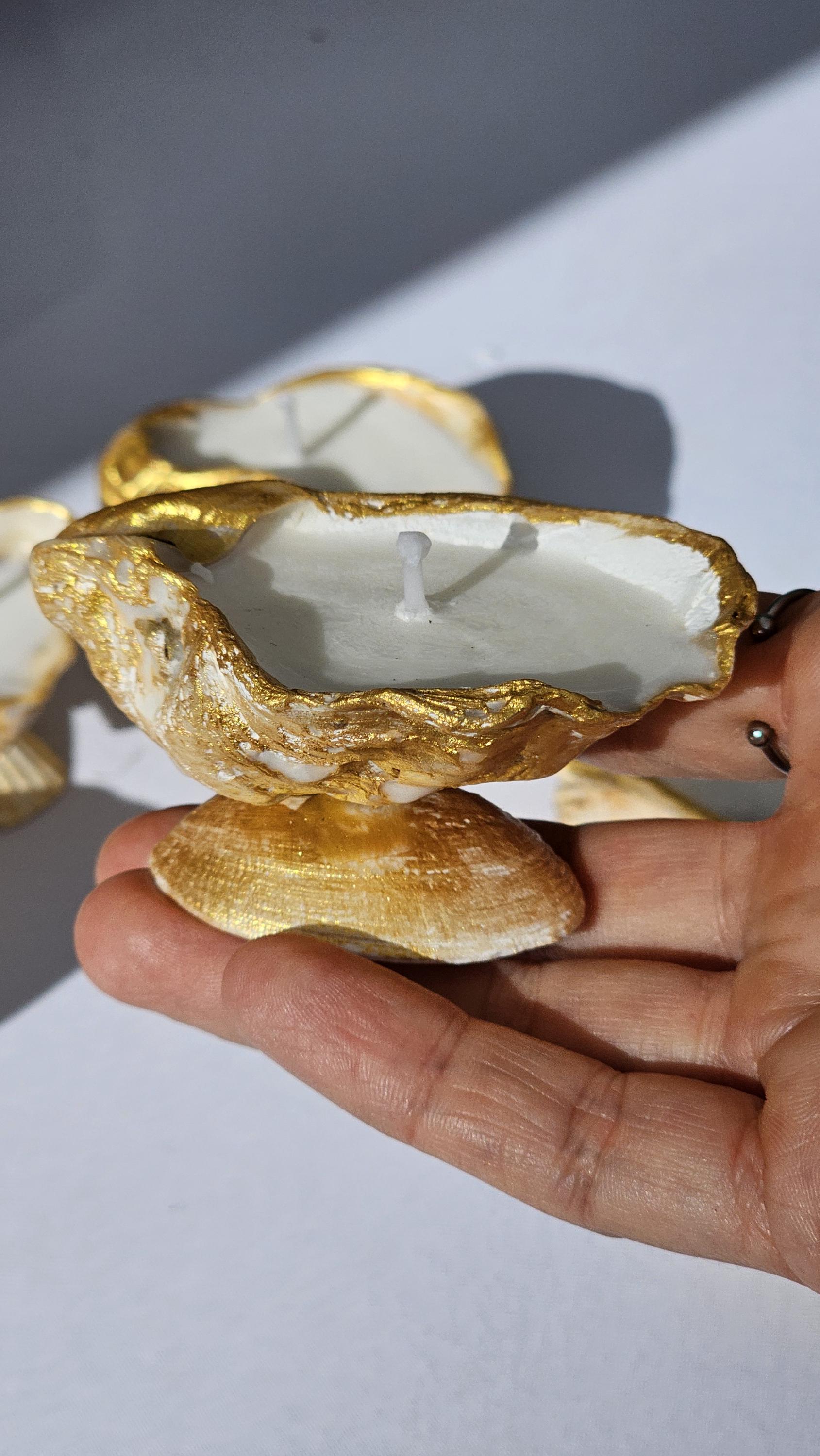 Shell Refillble Image Handmade Oyster Shell Candle – Refillable Seashell Decor - Etsy
