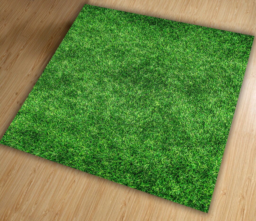 Vibrant Green Grass Area Rug, Washable Personalized Green Grass Area