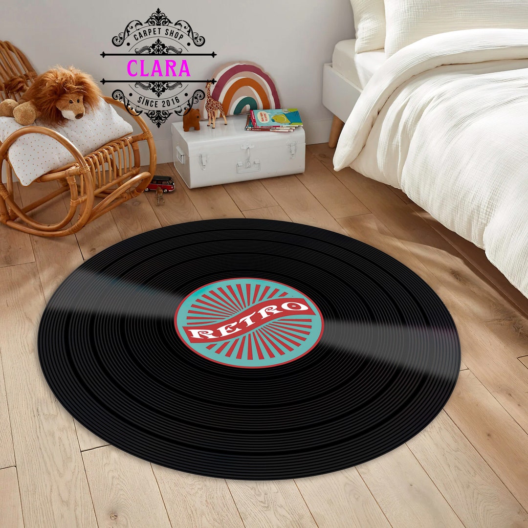 Retro Record Rug Bedroom Rug Area Rug Music Rug Record Etsy