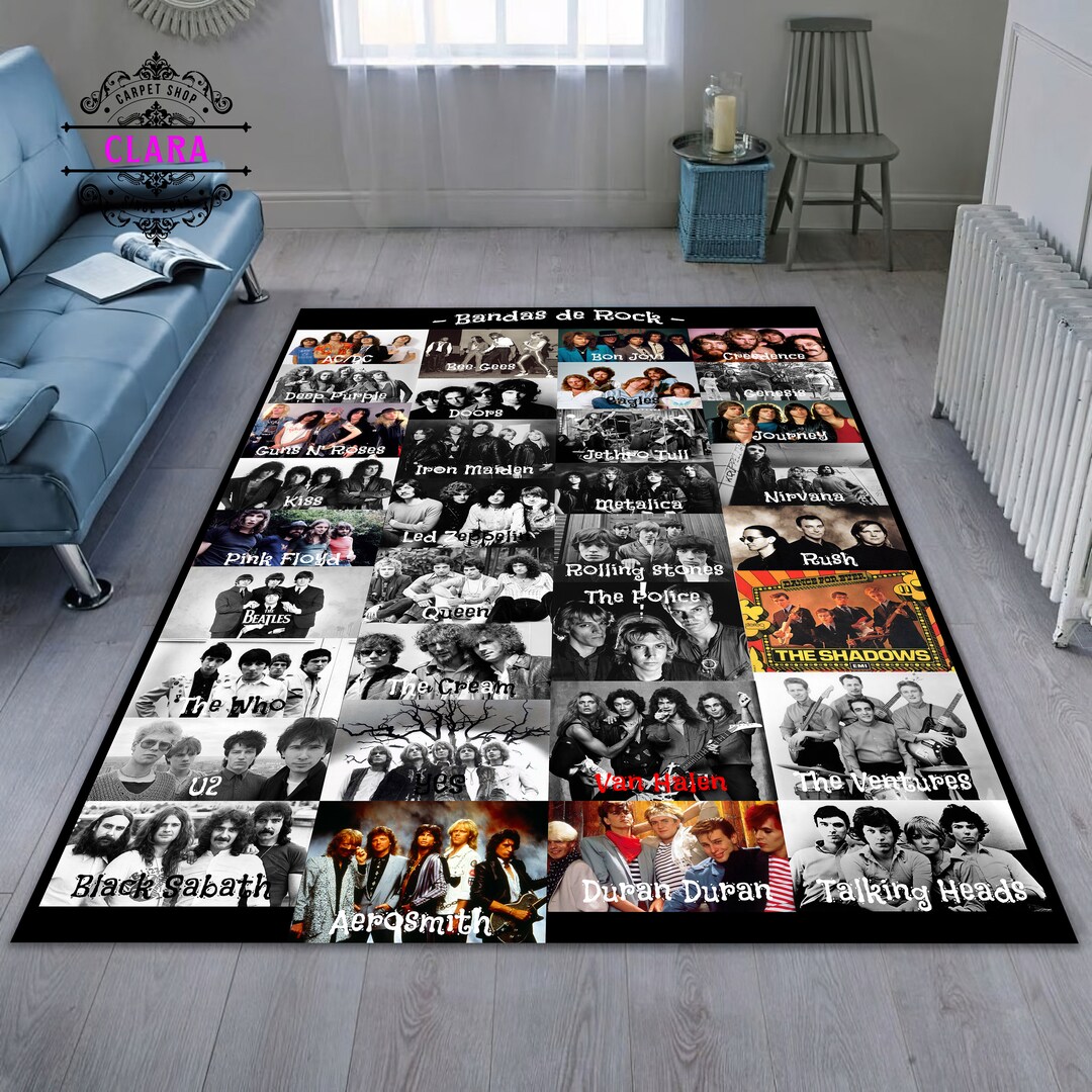 Rock Bands Rug Rockn Roll Groups Rug Heavy Metal Pattern Etsy UK