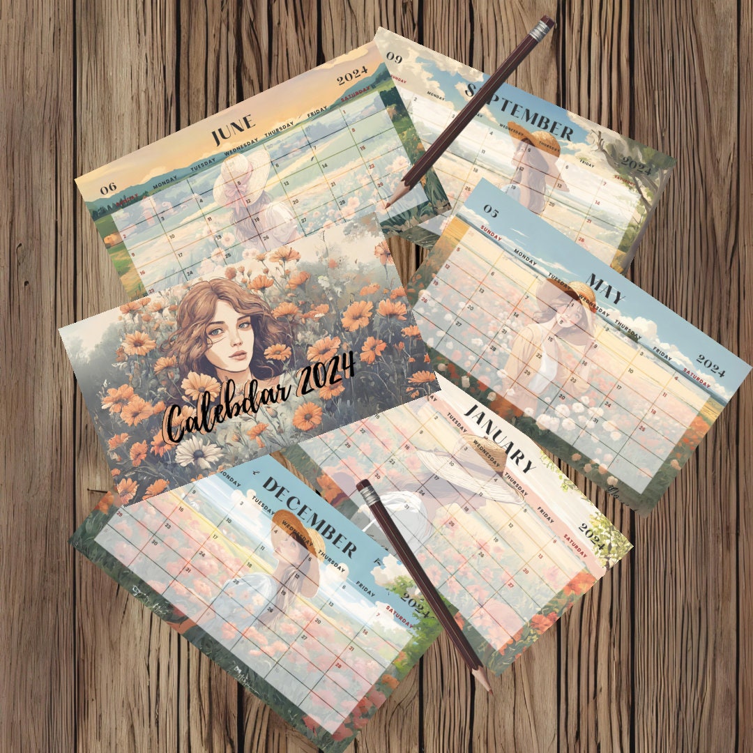 Colorful Printable Calendar 2024 - Etsy Australia