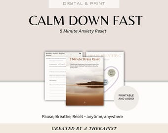 Calm Down Fast Toolkit | 5 Minute Anxiety Reset Printable + Audio | Nervous System Reset + Grounding Exercises