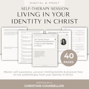 Identity in Christ Self Therapy Journal | Christian Counselling Worksheets | Healing Workbook | Self Guided Growth | INSTANT DOWNLOAD