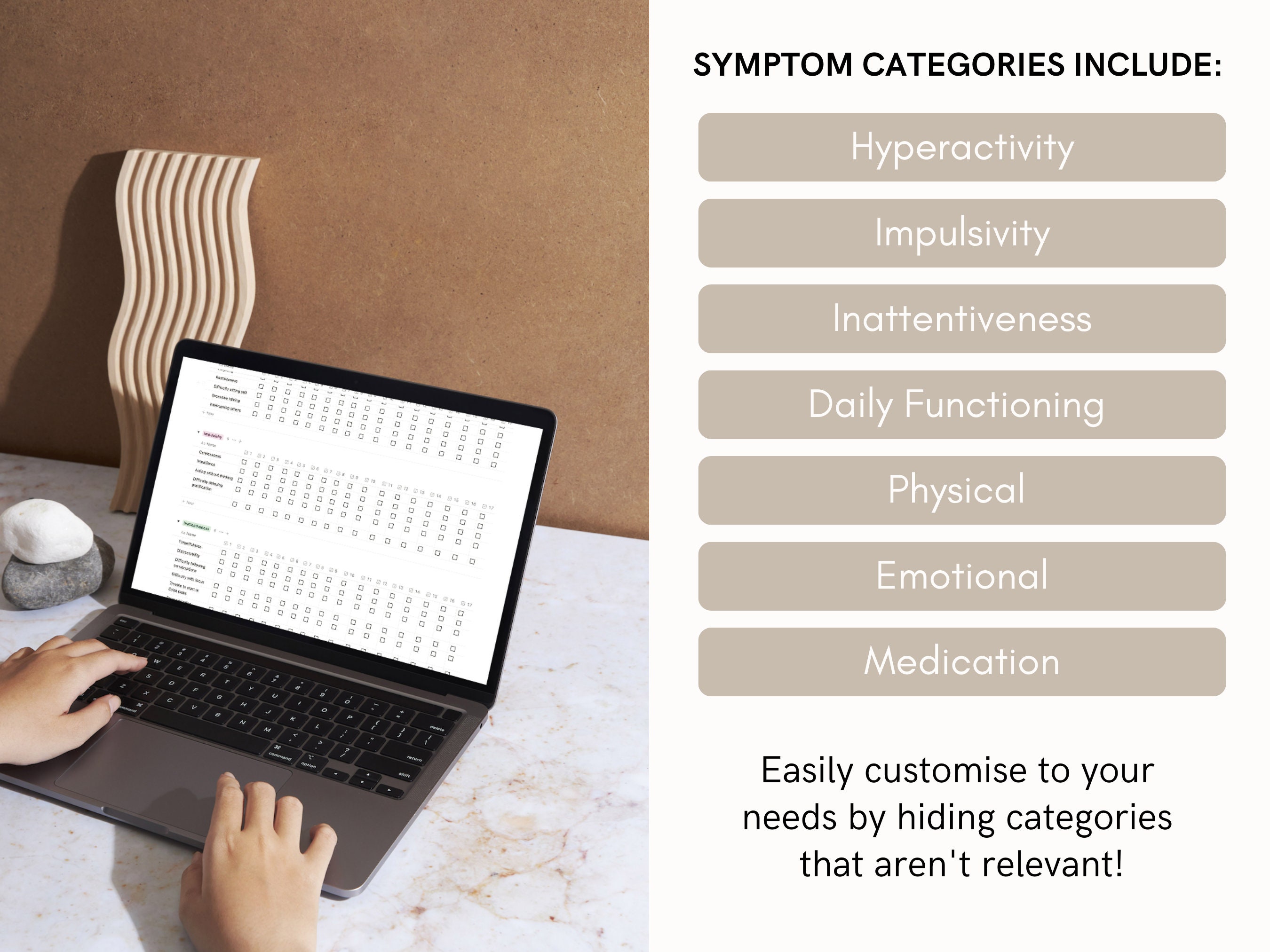 Notion Template ADHD Symptom Tracker Adult ADHD Minimalist Design
