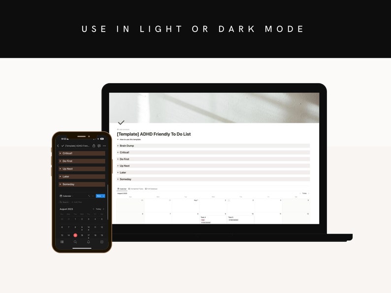 ADHD To Do List, Notion Template,
Neurodivergent Tool, Brain Dump List, AdultTask
List, Productivity Planner, Focus Planner, ADHD
Organizer, Priority Tracker, Minimal To Do,  Notion
Life Planner, Due Tracker, Productivity Tool