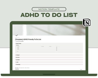 Notion ADHD To-Do List Template: Brain Dump Organizer (Digital Download)