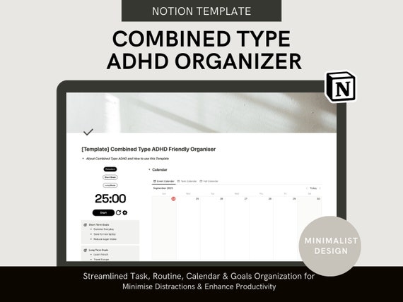 Notion ADHD Planner | Executive Function Organizer for Adults | Neurodivergent Daily Routine & Productivity Tools