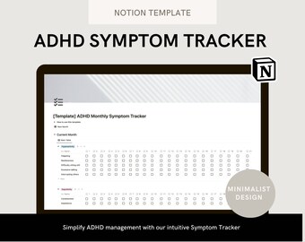 Puede incluir: Una captura de pantalla de una plantilla de Notion para hacer un seguimiento de los síntomas del TDAH. La plantilla incluye un calendario con casillas de verificación para cada día del mes y una lista de síntomas para hacer un seguimiento, como la hiperactividad, la impulsividad y la falta de atención.