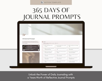 Notion 365 Day Self Reflective Journal Prompts | Notion Templates | Journalling | A Year of Self Discovery | Aesthetic Journal Planner