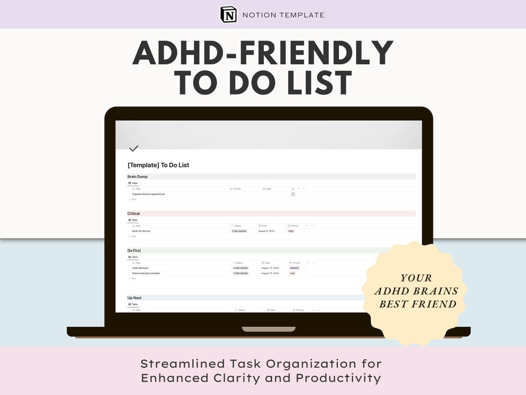 Notion ADHD Friendly To Do List Adult ADHD Notion Templates Focus Notion adhd friendly to do list adult adhd notion templates focus