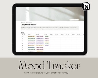 Notion Mood Tracker Template: Minimalist Mood Journal (Digital Download)