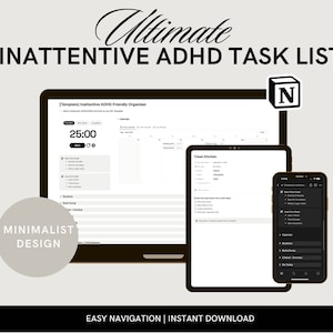 Notion Inattentive ADHD (ADD) To Do List | Adult ADHD Notion Templates | Productivity | Task Priority Tracker | Brain Dump Organizer
