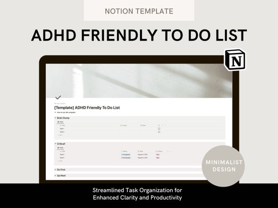 ADHD Brain Dump Notion Template | Therapist Designed Executive Function Planner for Adults | Neurodivergent Productivity Tool