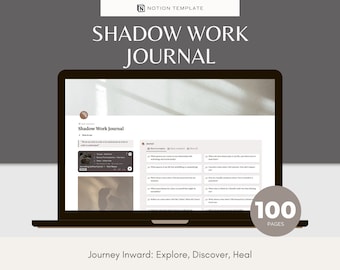 Shadow Work Journal Notion Template | 100 Self Reflection Prompts | Self Discovery | Inner Child Healing | Self Therapy Digital Workbook