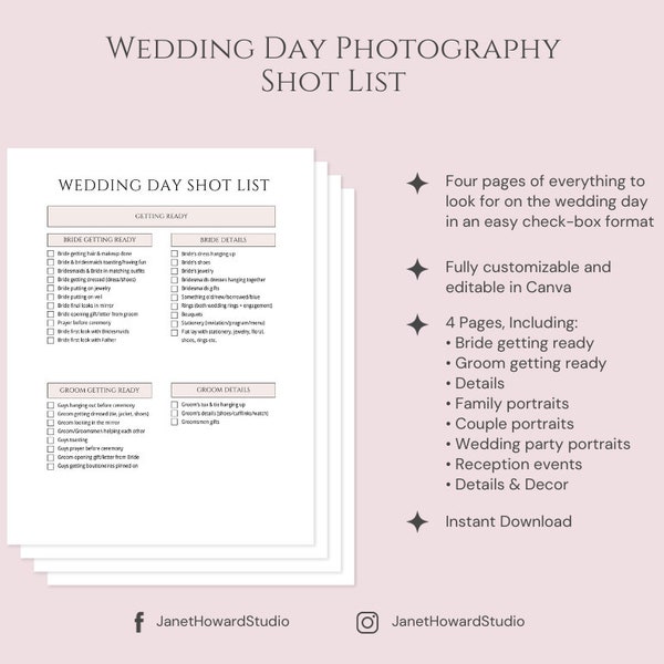 Essential Wedding Photography Shot List - Checkliste für die Aufnahme aller Details und Momente des Hochzeitstages