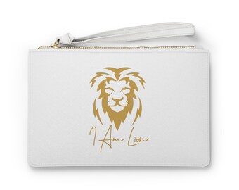 I Am Lion White Clutch Bag