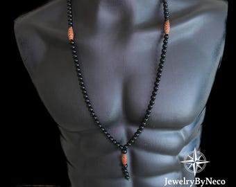 Schwarze Onyx 108 Perlen Yoga Mala Kette: Meditation, Gebet, Fokus und Schutz Lange Kette