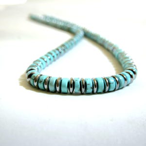 Genuine Heishi Turquoise Necklace for Men: Mens Blue Beaded Southwestern Necklace, Tribal & Ethnic Jewelry