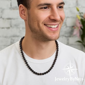 Genuine Smoky Quartz Beaded Necklace for Men: Natural Gemstone Healing Necklace, Grounding Stone Jewelry