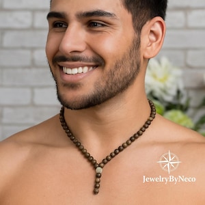 Sandalwood Mala Necklace for Men: Tribal & Ethnic Style Necklace, Mens Beaded Boho Jewelry