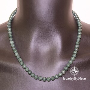 Mens Green Jasper Necklace, Natural Stone Necklace for Men, Mens Beaded Necklace Gift, Earthy Gemstone Necklace Men, Handmade Mens Necklace