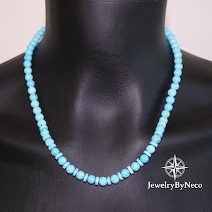 Turquoise Necklace for Women, Women&#39;s Beaded Necklace, Dainty Genuine Turquoise Necklace, Elegant Turquoise Necklace, Blue Gemstone Necklace