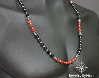 Carnelian Agate Choker Necklace, Gemstone Beaded Necklace for Men and Women, Red Carnelian Necklace, Handmade Healing Stone Boho Necklace