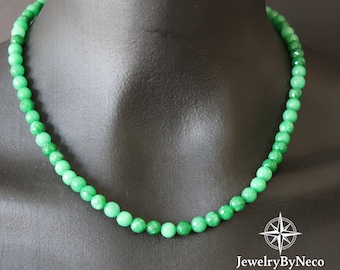 Faceted Aventurine Choker Necklace, Gemstone Beaded Necklace for Women and Men, Aventurine Necklace, Adjustable Handmade Long Green Necklace