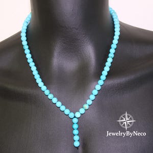 Genuine Turquoise Necklace for Men, Blue Gemstone Beaded Necklace for Men, Mala Style Necklace, Boho Spiritual Necklace, Handmade for Him